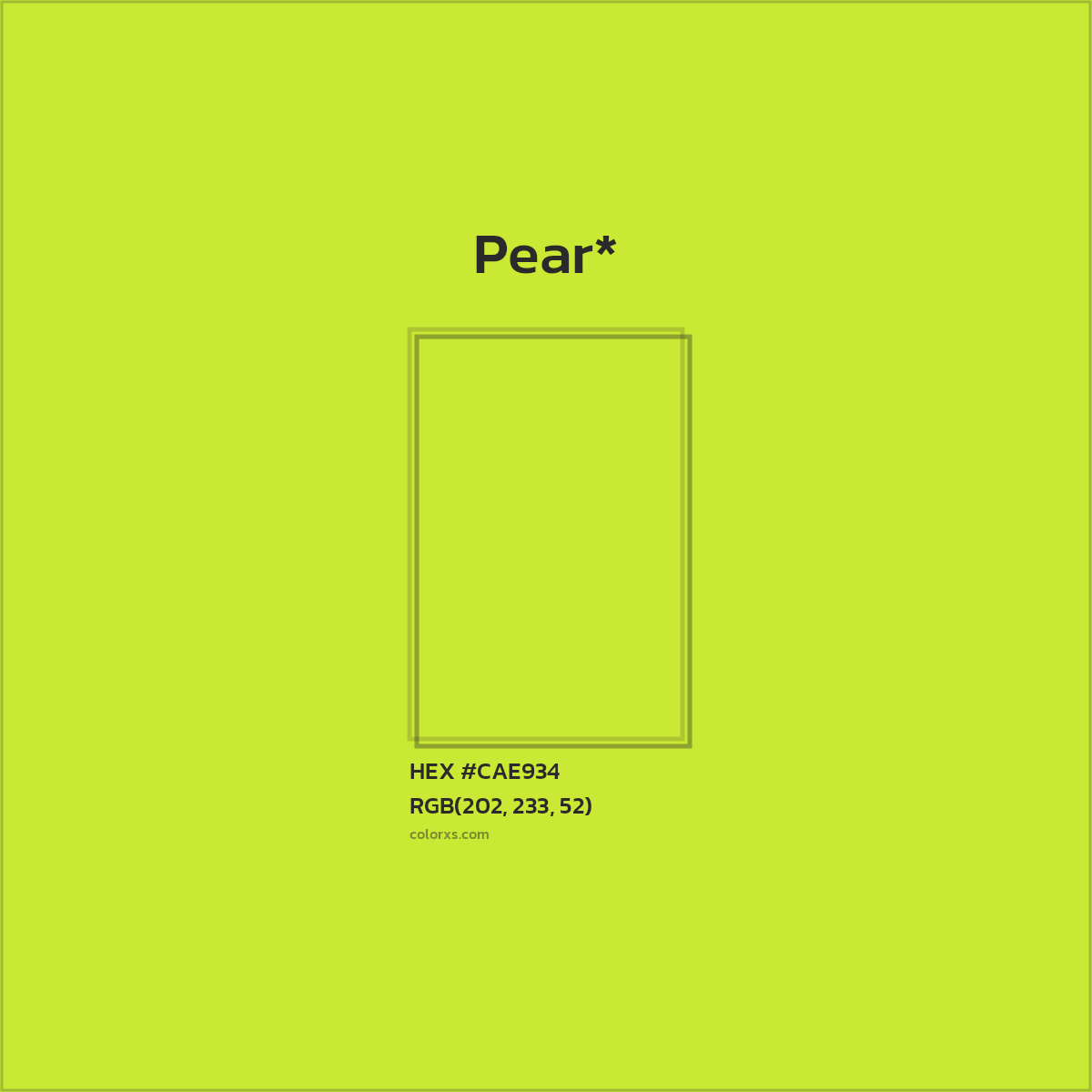 #CAE934 hex color. RGB, RYB, CMYK, HSL, HSV codes and color conversions. Matching color names, palettes, paints.
