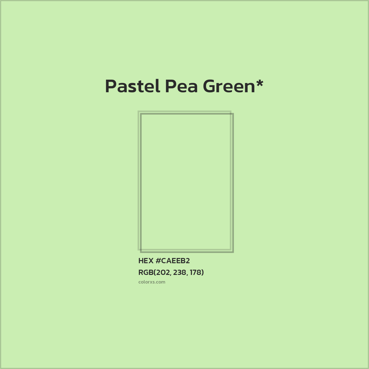 #CAEEB2 hex color. RGB, RYB, CMYK, HSL, HSV codes and color conversions. Matching color names, palettes, paints.