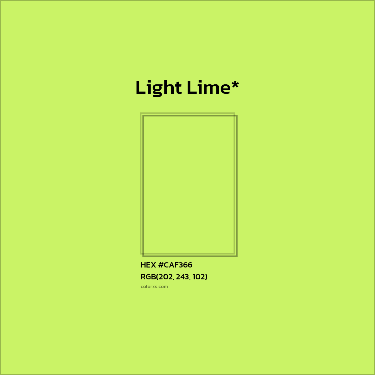 #CAF366 hex color. RGB, RYB, CMYK, HSL, HSV codes and color conversions. Matching color names, palettes, paints.
