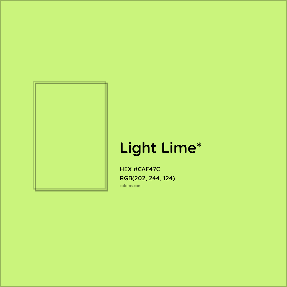 #CAF47C hex color. RGB, RYB, CMYK, HSL, HSV codes and color conversions. Matching color names, palettes, paints.