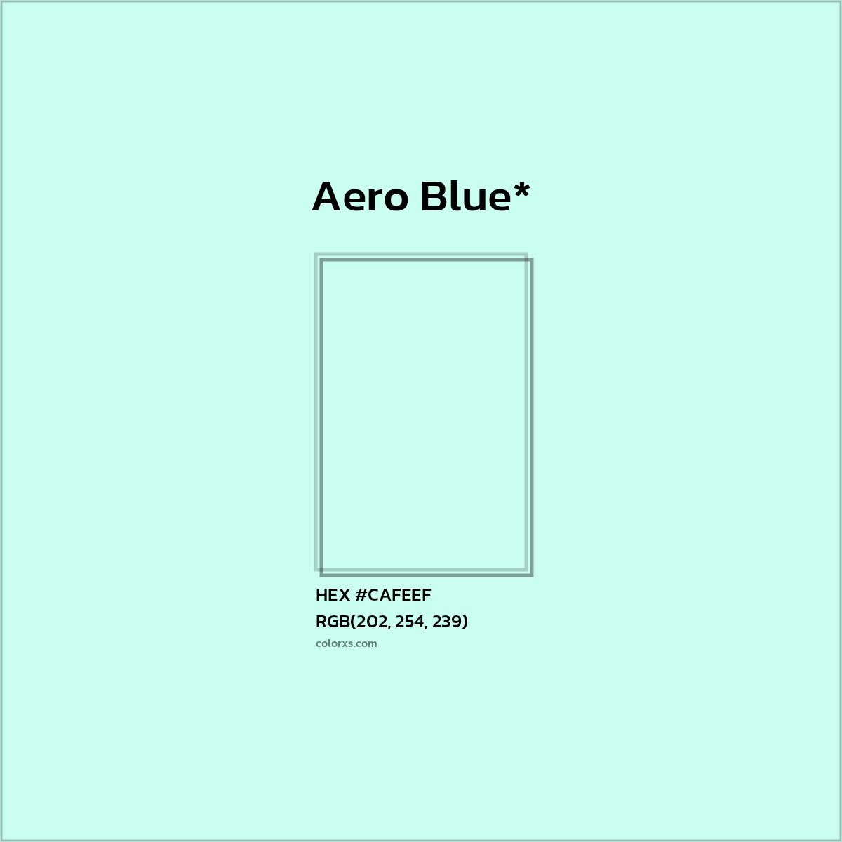 #CAFEEF hex color. RGB, RYB, CMYK, HSL, HSV codes and color conversions. Matching color names, palettes, paints.