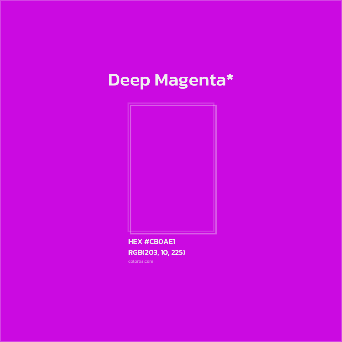 #CB0AE1 hex color. RGB, RYB, CMYK, HSL, HSV codes and color conversions. Matching color names, palettes, paints.