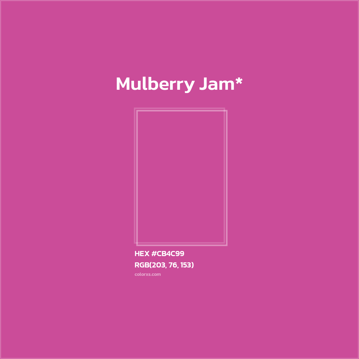 #CB4C99 hex color. RGB, RYB, CMYK, HSL, HSV codes and color conversions. Matching color names, palettes, paints.