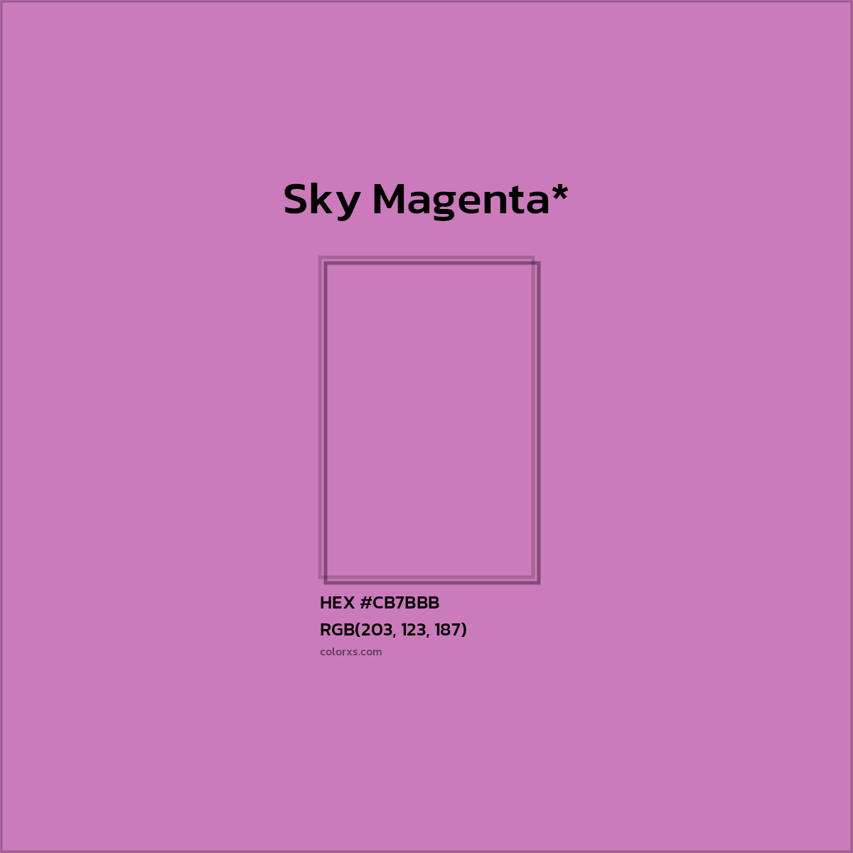 #CB7BBB hex color. RGB, RYB, CMYK, HSL, HSV codes and color conversions. Matching color names, palettes, paints.