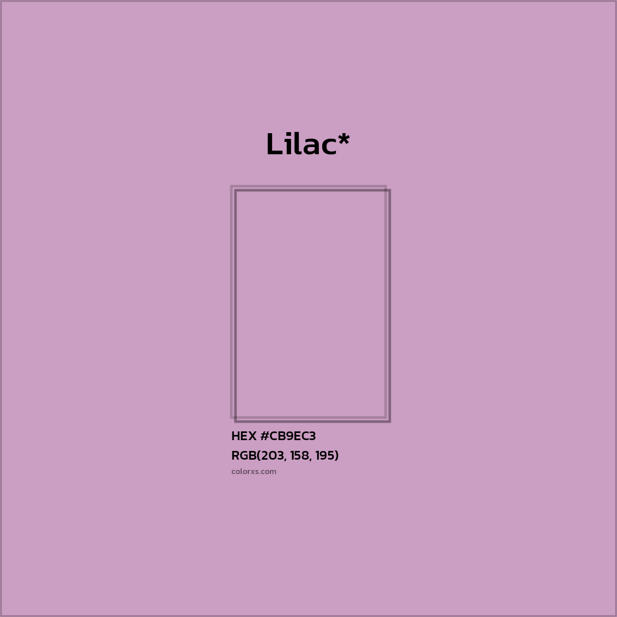 #CB9EC3 hex color. RGB, RYB, CMYK, HSL, HSV codes and color conversions. Matching color names, palettes, paints.