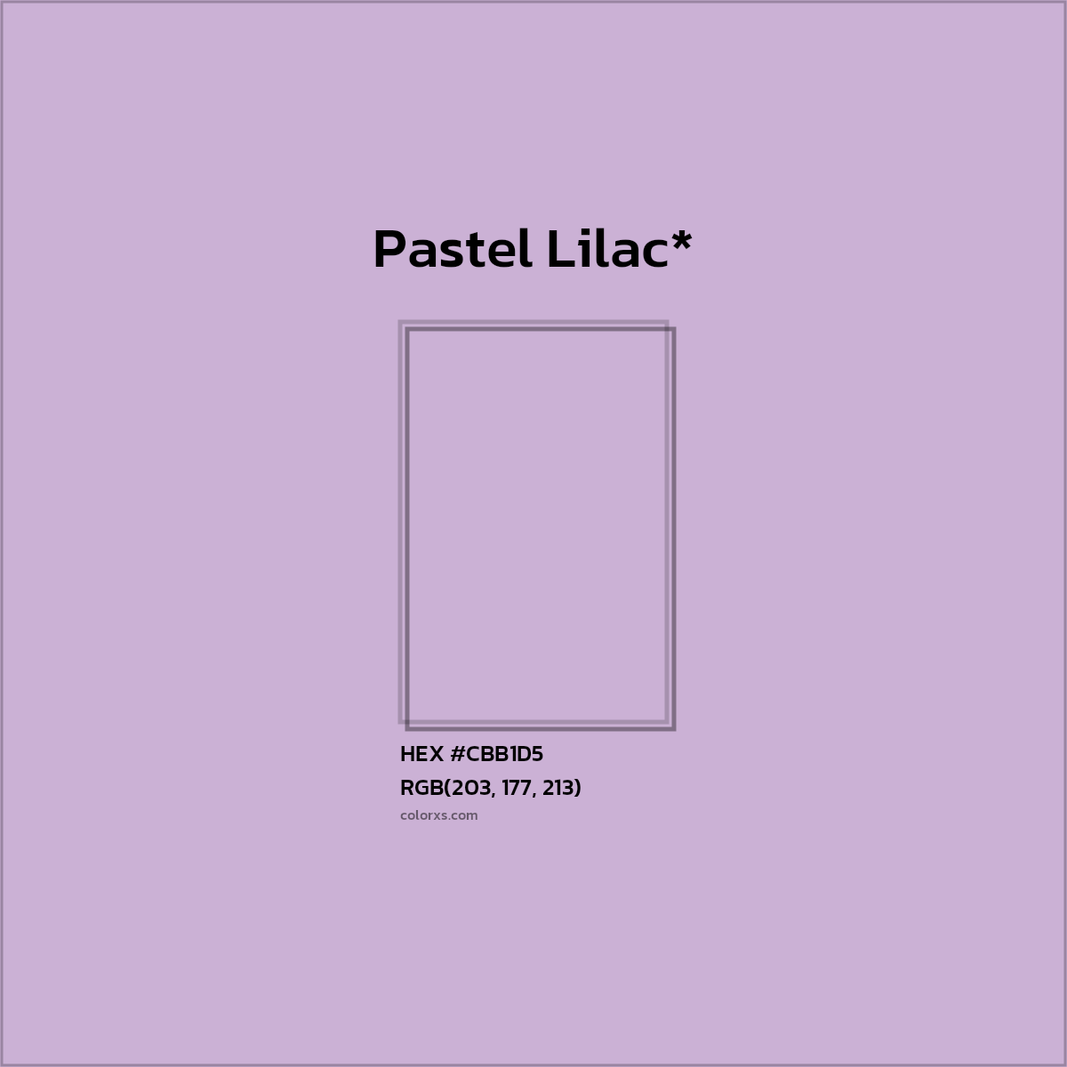 #CBB1D5 hex color. RGB, RYB, CMYK, HSL, HSV codes and color conversions. Matching color names, palettes, paints.