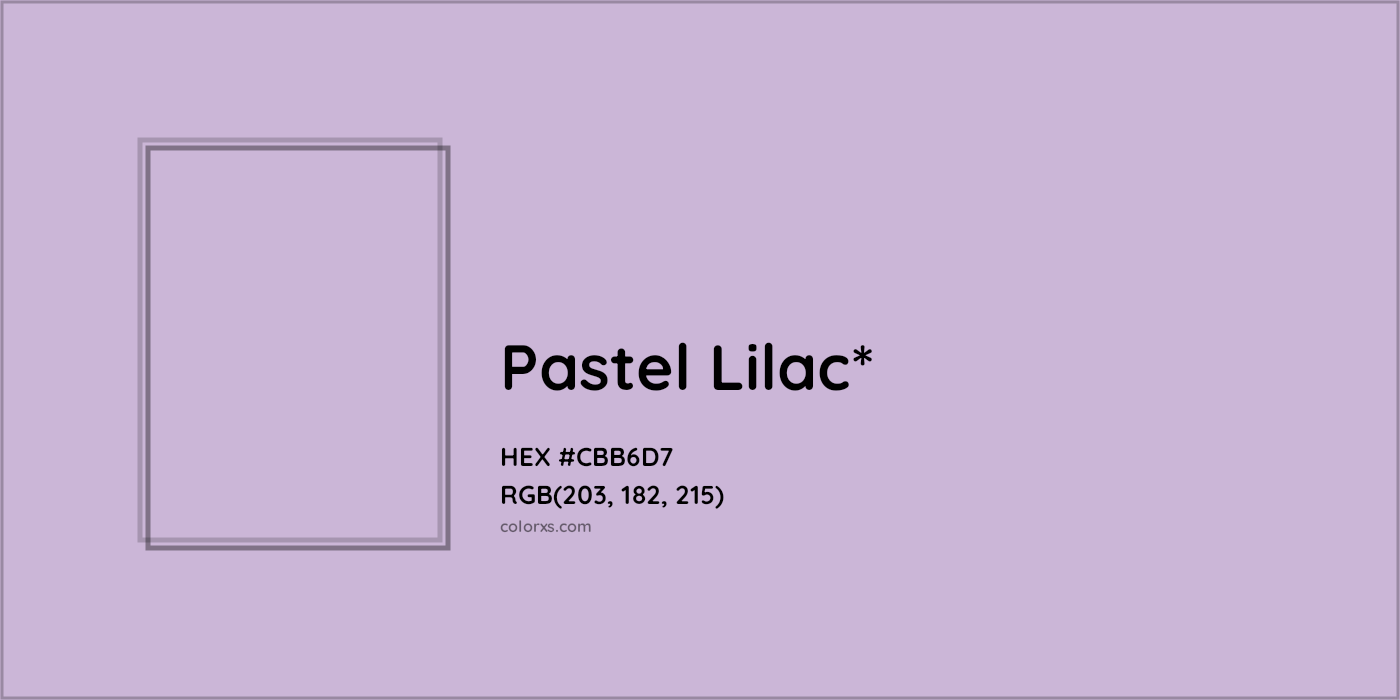 #CBB6D7 hex color. RGB, RYB, CMYK, HSL, HSV codes and color conversions. Matching color names, palettes, paints.