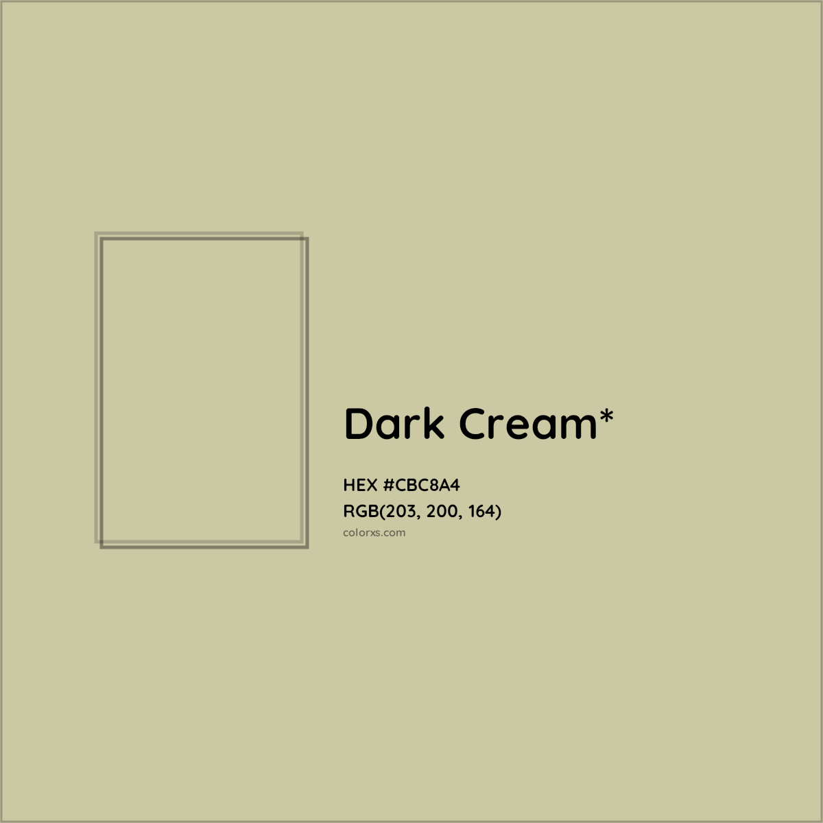 #CBC8A4 hex color. RGB, RYB, CMYK, HSL, HSV codes and color conversions. Matching color names, palettes, paints.