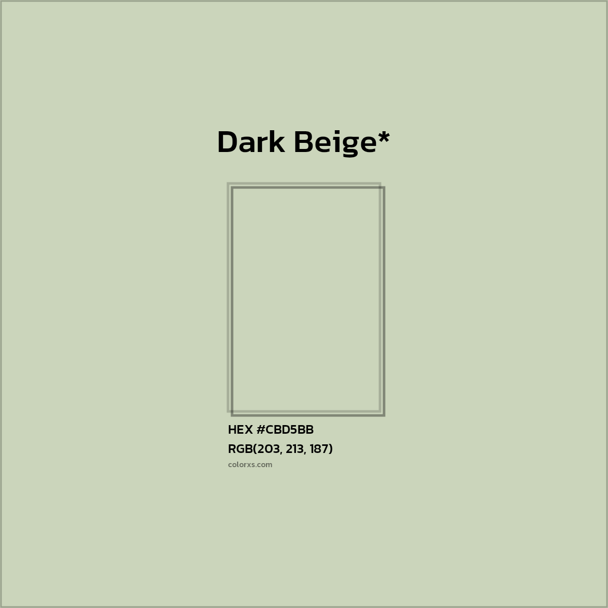 #CBD5BB hex color. RGB, RYB, CMYK, HSL, HSV codes and color conversions. Matching color names, palettes, paints.