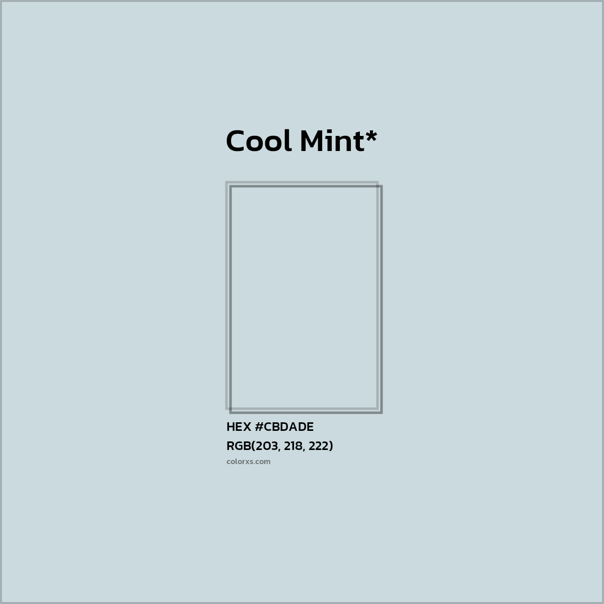#CBDADE hex color. RGB, RYB, CMYK, HSL, HSV codes and color conversions. Matching color names, palettes, paints.