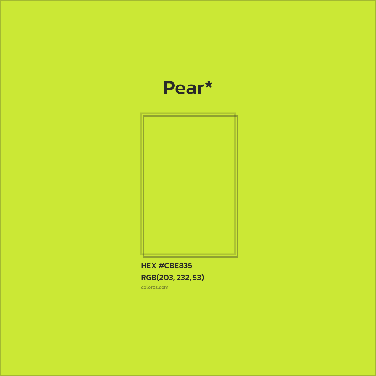 #CBE835 hex color. RGB, RYB, CMYK, HSL, HSV codes and color conversions. Matching color names, palettes, paints.
