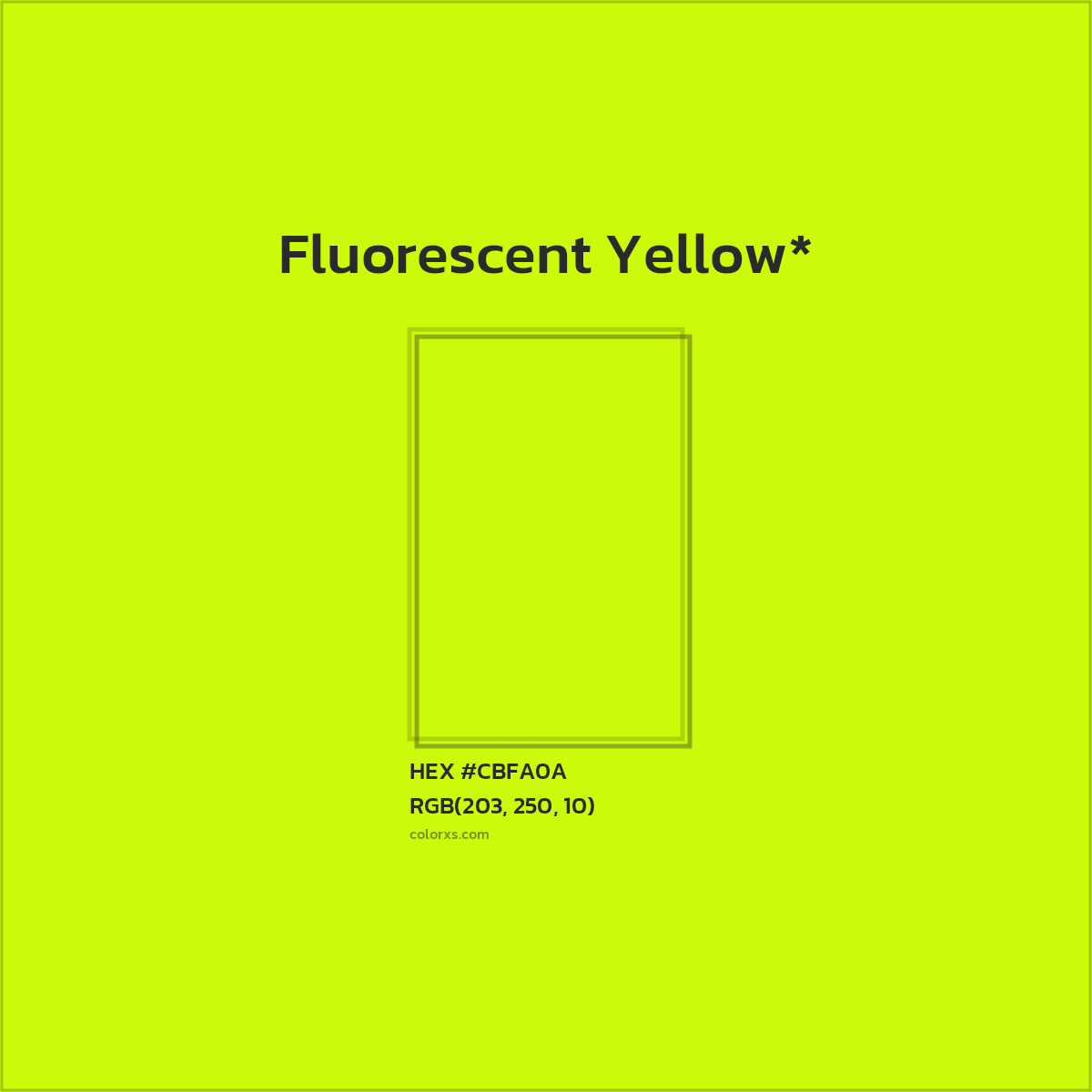 #CBFA0A hex color. RGB, RYB, CMYK, HSL, HSV codes and color conversions. Matching color names, palettes, paints.