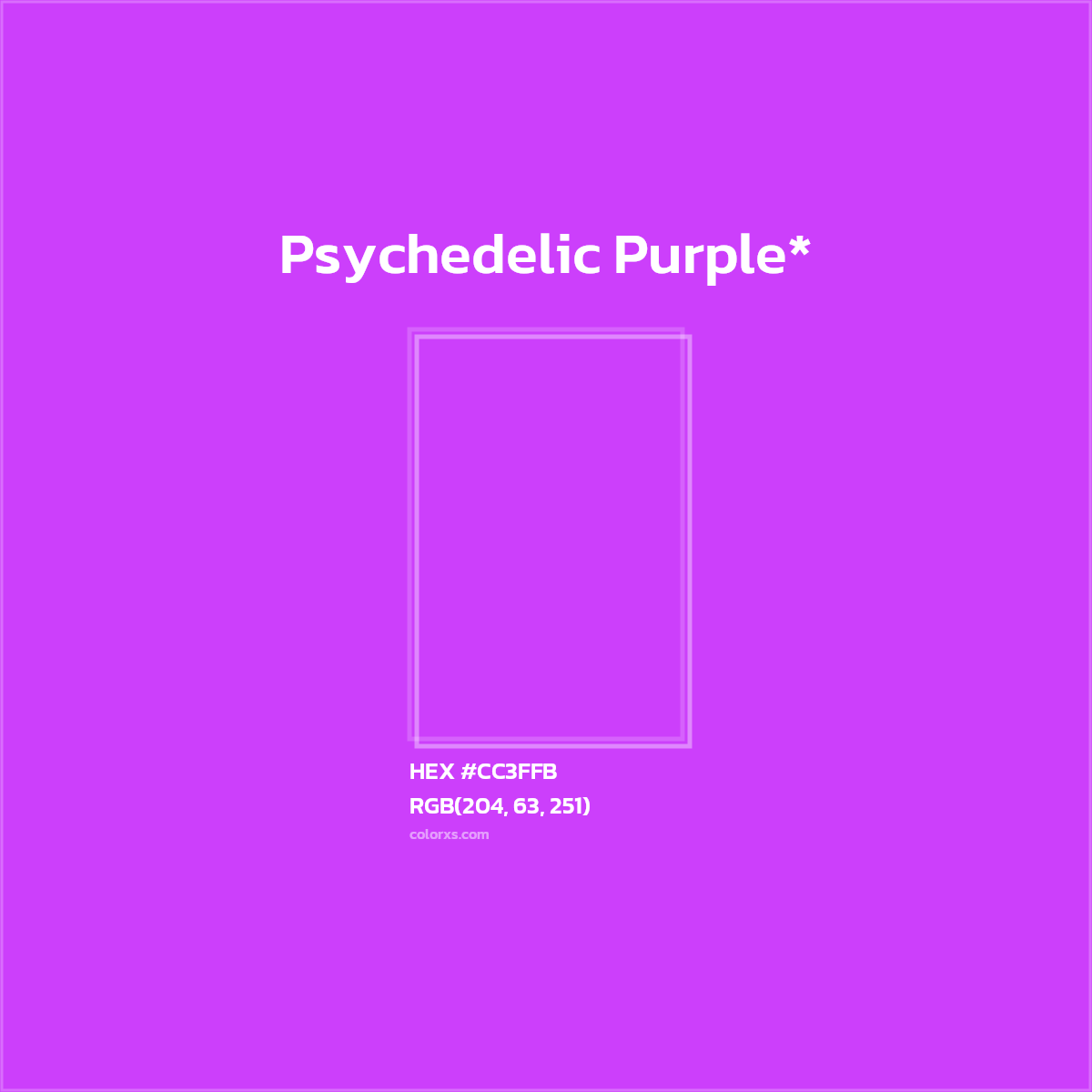 #CC3FFB hex color. RGB, RYB, CMYK, HSL, HSV codes and color conversions. Matching color names, palettes, paints.