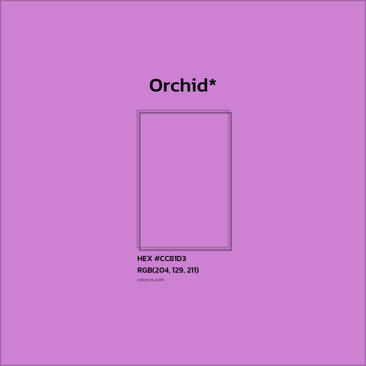 #CC81D3 hex color. RGB, RYB, CMYK, HSL, HSV codes and color conversions. Matching color names, palettes, paints.