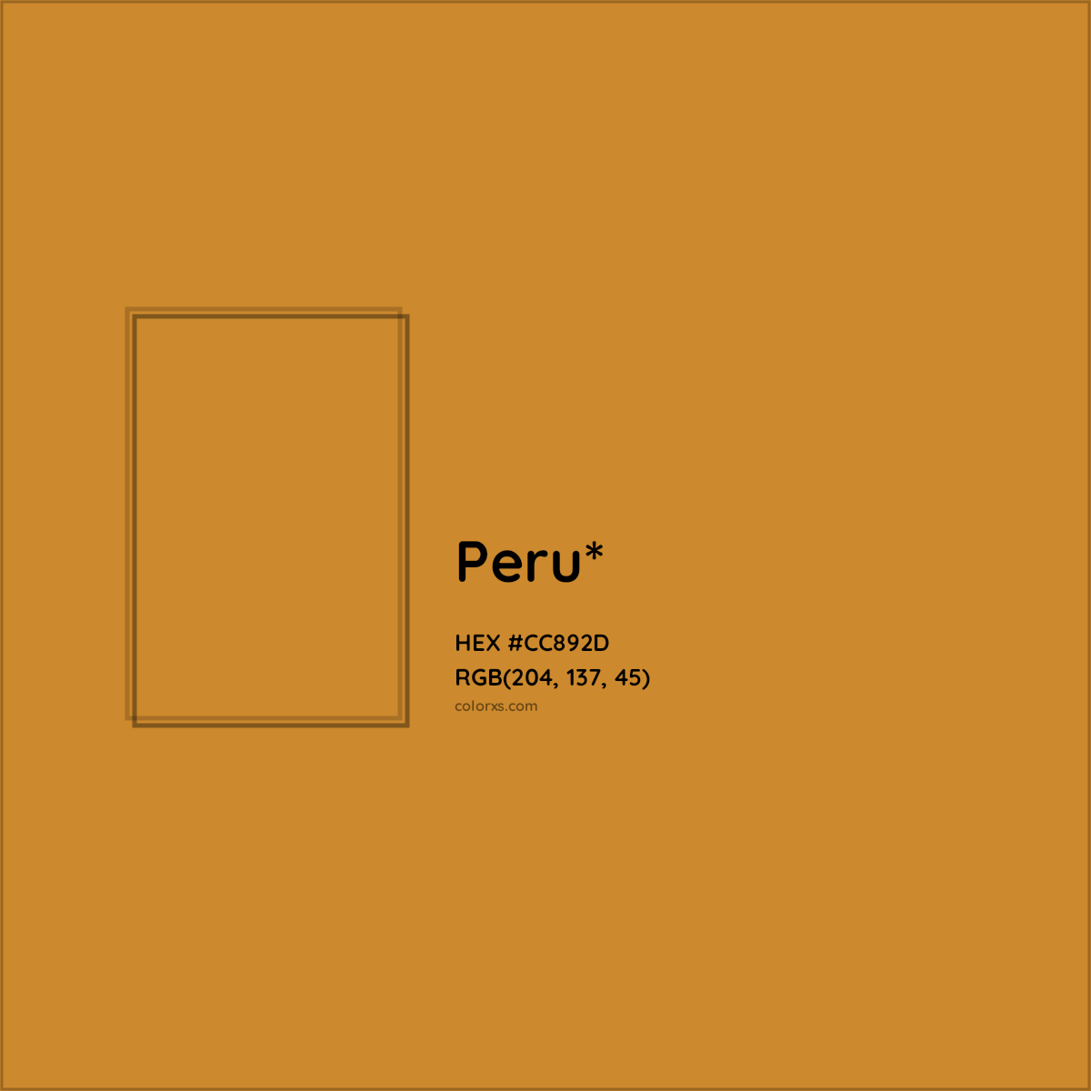 #CC892D hex color. RGB, RYB, CMYK, HSL, HSV codes and color conversions. Matching color names, palettes, paints.