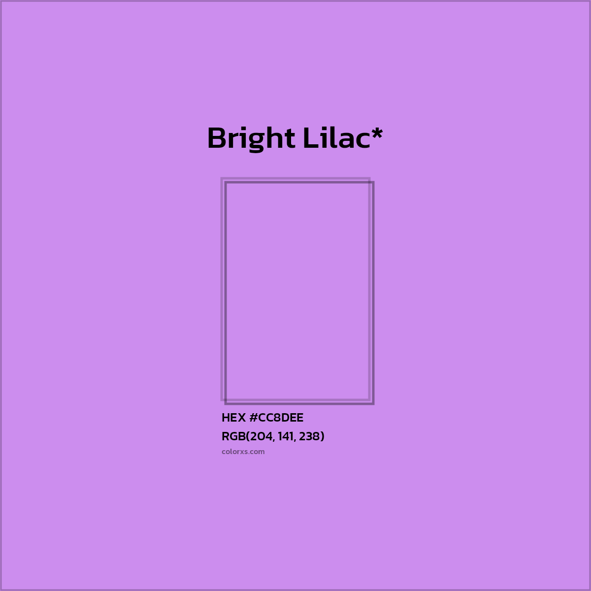 #CC8DEE hex color. RGB, RYB, CMYK, HSL, HSV codes and color conversions. Matching color names, palettes, paints.