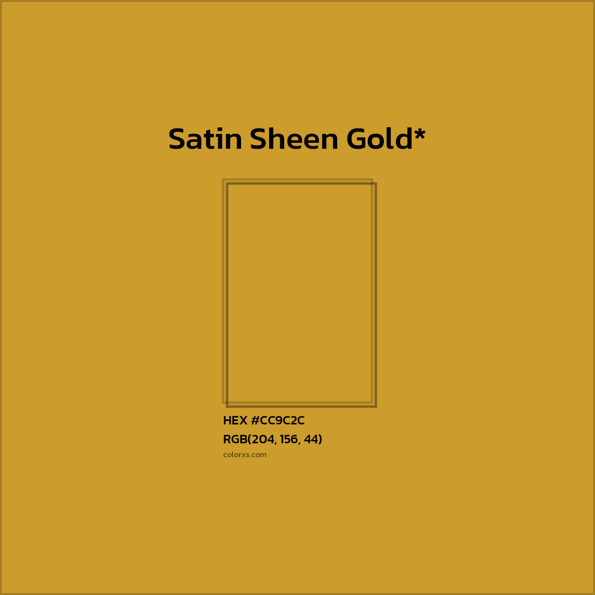 #CC9C2C hex color. RGB, RYB, CMYK, HSL, HSV codes and color conversions. Matching color names, palettes, paints.