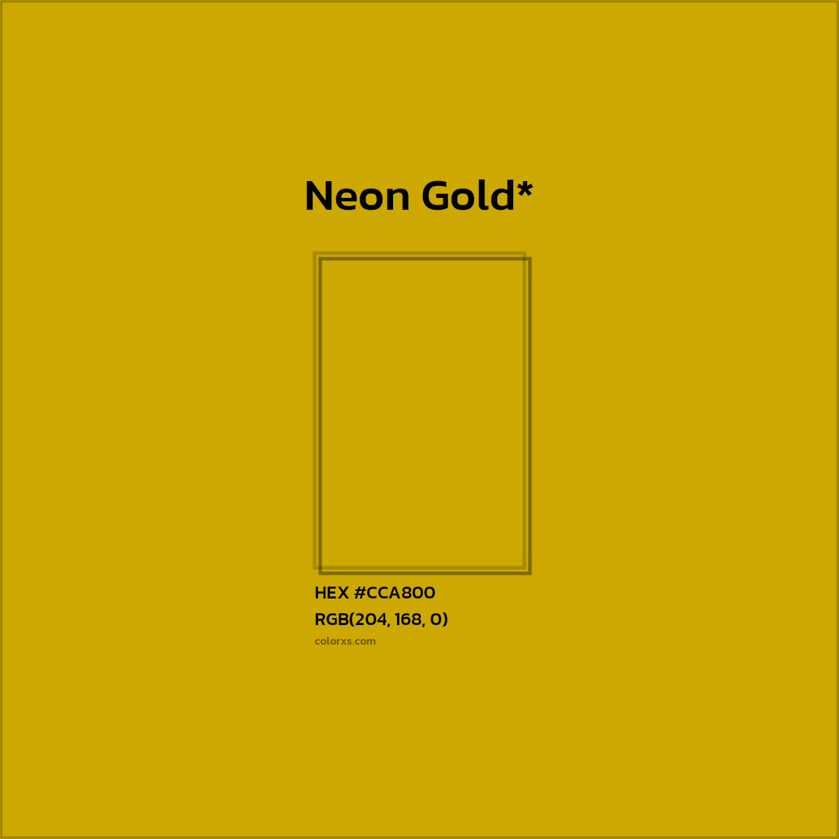 #CCA800 hex color. RGB, RYB, CMYK, HSL, HSV codes and color conversions. Matching color names, palettes, paints.