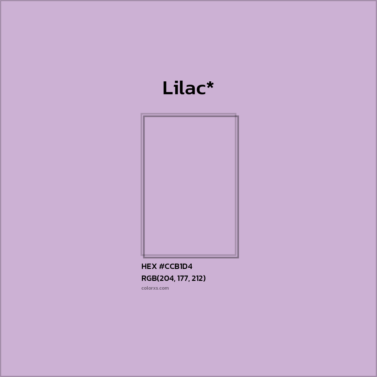 #CCB1D4 hex color. RGB, RYB, CMYK, HSL, HSV codes and color conversions. Matching color names, palettes, paints.