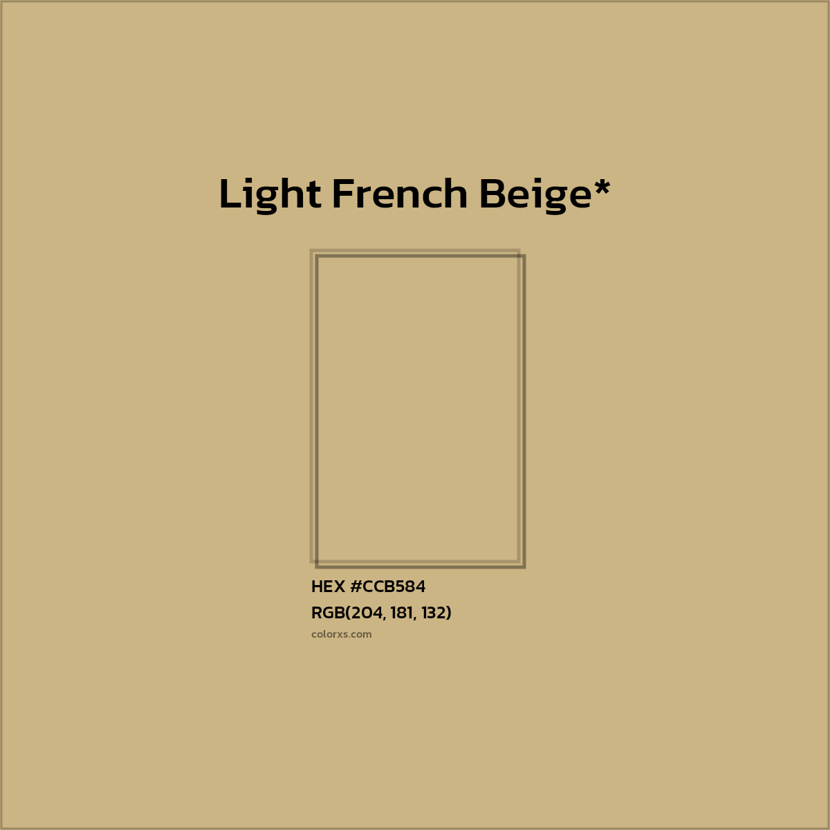 #CCB584 hex color. RGB, RYB, CMYK, HSL, HSV codes and color conversions. Matching color names, palettes, paints.