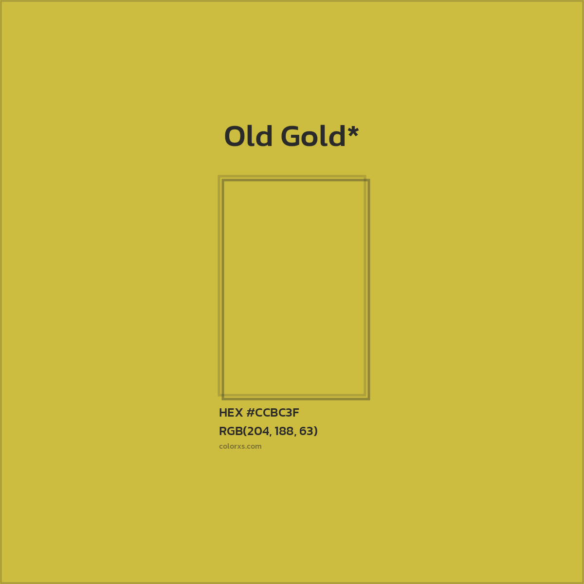#CCBC3F hex color. RGB, RYB, CMYK, HSL, HSV codes and color conversions. Matching color names, palettes, paints.