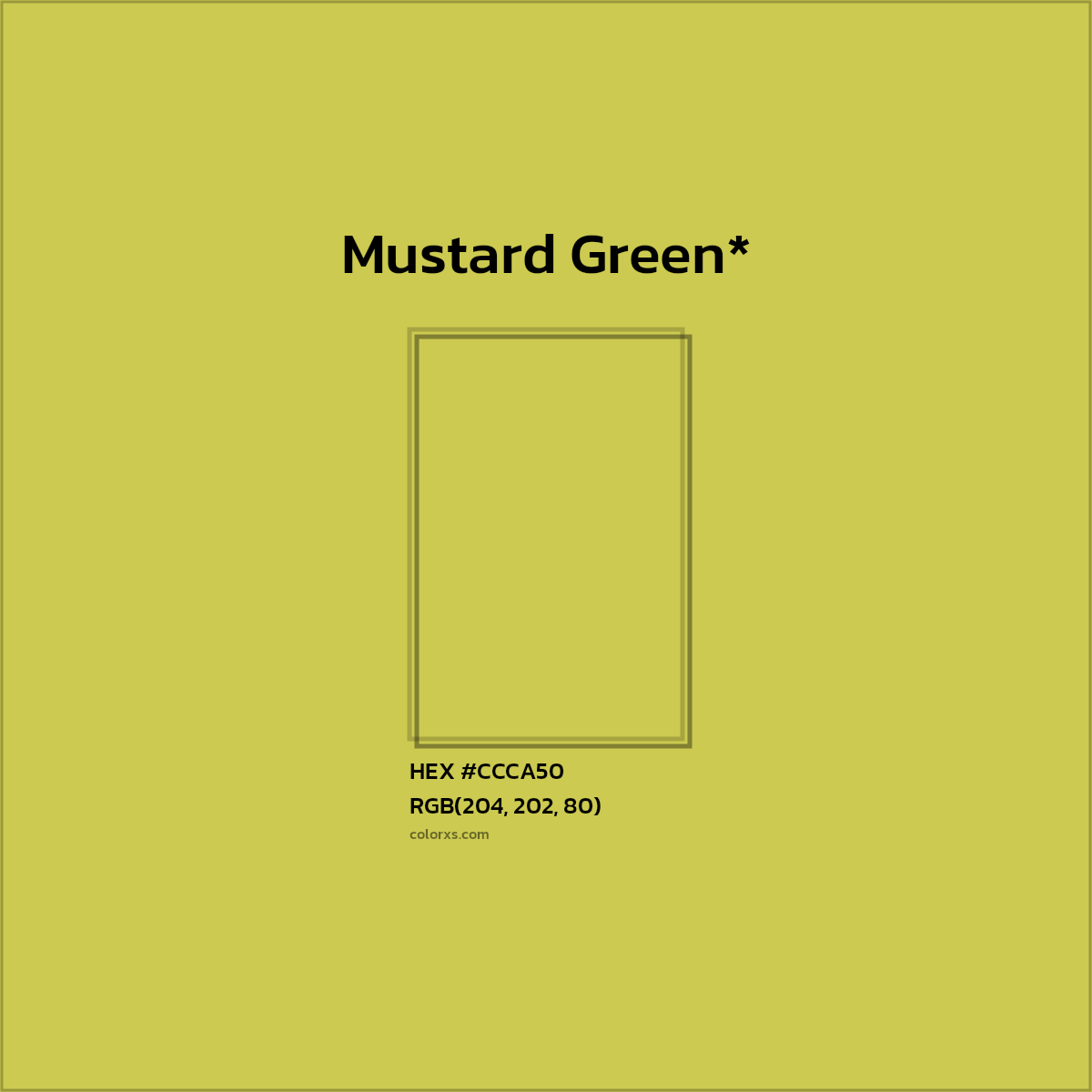 #CCCA50 hex color. RGB, RYB, CMYK, HSL, HSV codes and color conversions. Matching color names, palettes, paints.