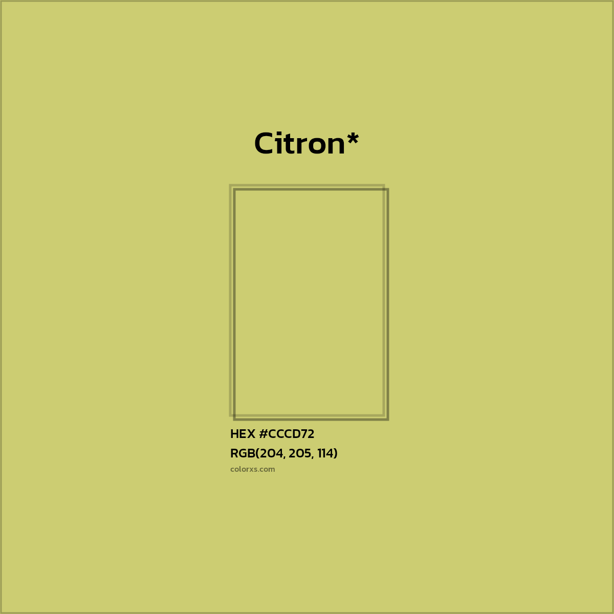 #CCCD72 hex color. RGB, RYB, CMYK, HSL, HSV codes and color conversions. Matching color names, palettes, paints.