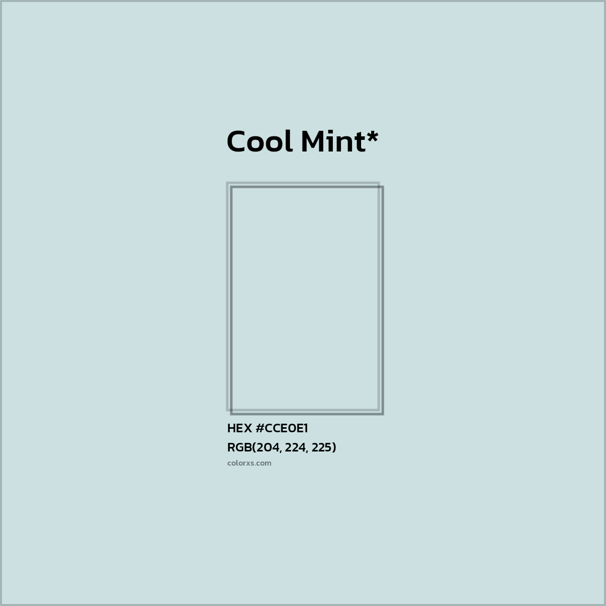#CCE0E1 hex color. RGB, RYB, CMYK, HSL, HSV codes and color conversions. Matching color names, palettes, paints.