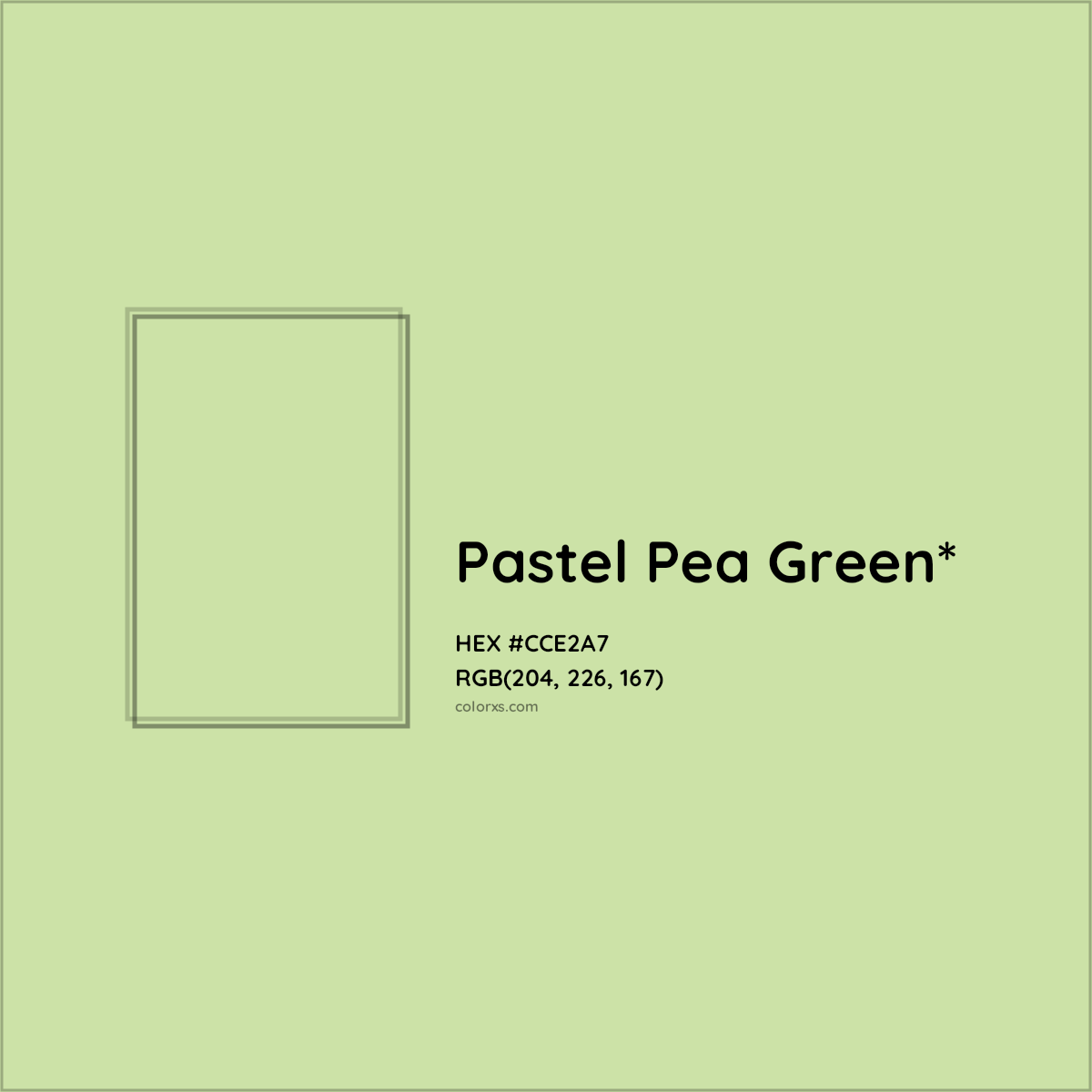 #CCE2A7 hex color. RGB, RYB, CMYK, HSL, HSV codes and color conversions. Matching color names, palettes, paints.