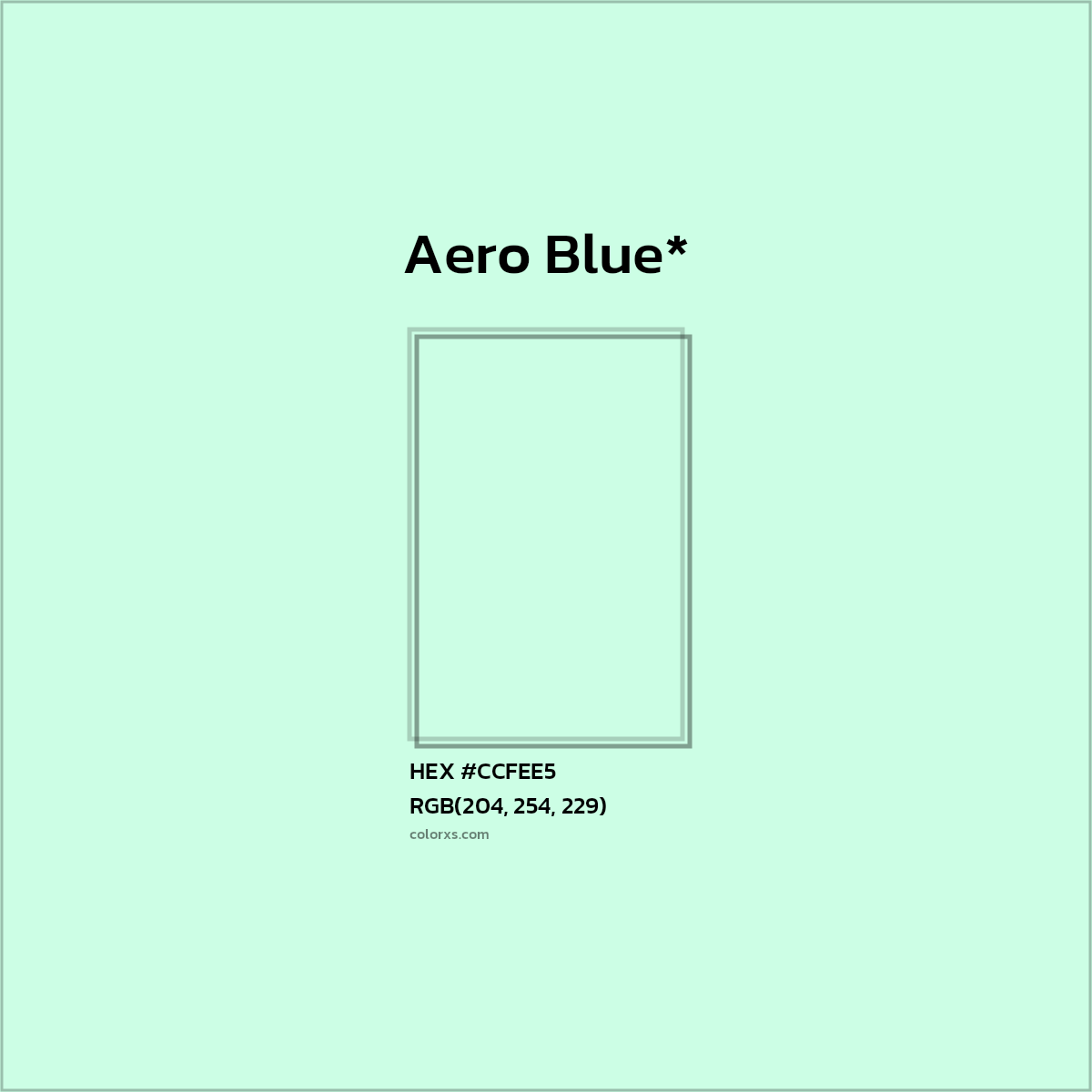 #CCFEE5 hex color. RGB, RYB, CMYK, HSL, HSV codes and color conversions. Matching color names, palettes, paints.