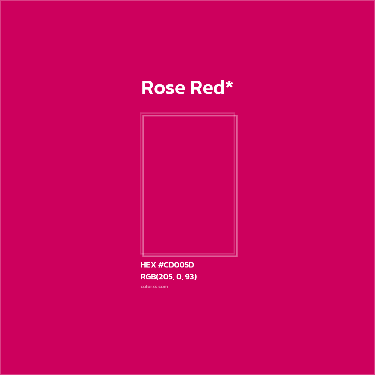 #CD005D hex color. RGB, RYB, CMYK, HSL, HSV codes and color conversions. Matching color names, palettes, paints.