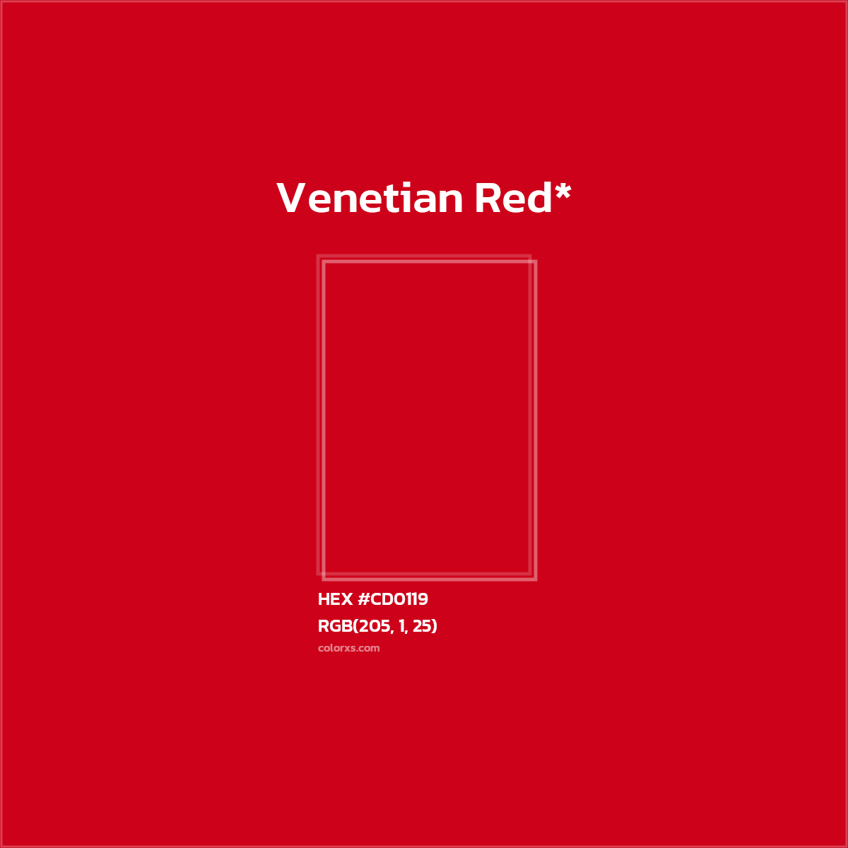 #CD0119 hex color. RGB, RYB, CMYK, HSL, HSV codes and color conversions. Matching color names, palettes, paints.