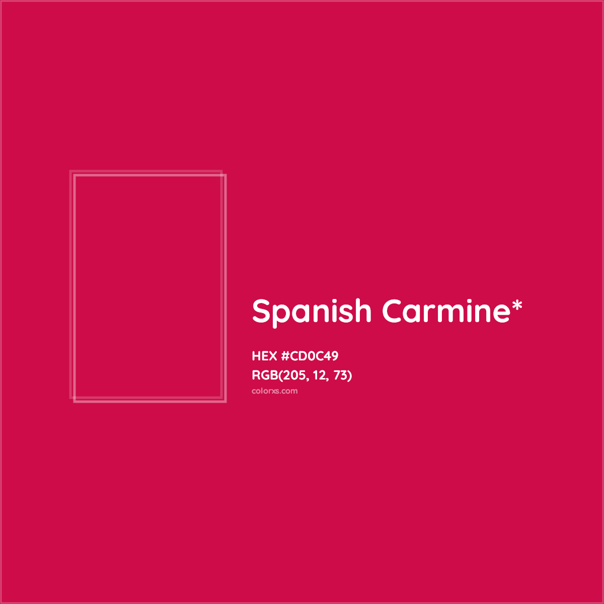 #CD0C49 hex color. RGB, RYB, CMYK, HSL, HSV codes and color conversions. Matching color names, palettes, paints.