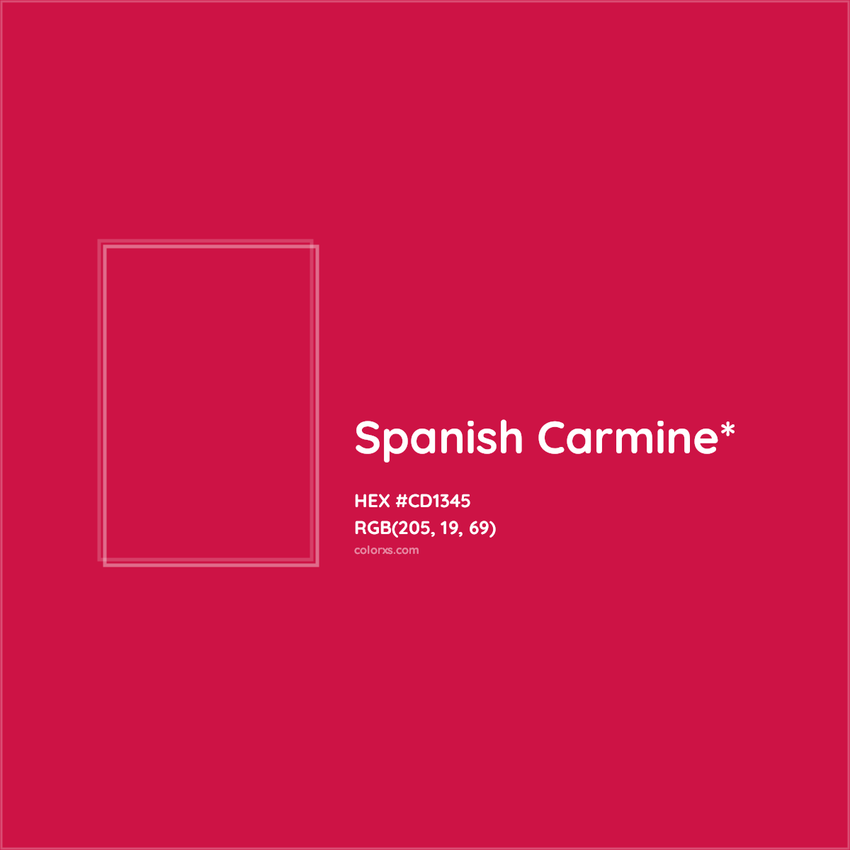 #CD1345 hex color. RGB, RYB, CMYK, HSL, HSV codes and color conversions. Matching color names, palettes, paints.