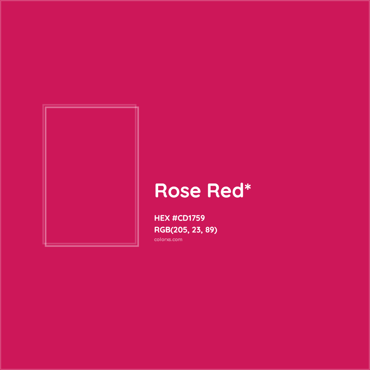 #CD1759 hex color. RGB, RYB, CMYK, HSL, HSV codes and color conversions. Matching color names, palettes, paints.