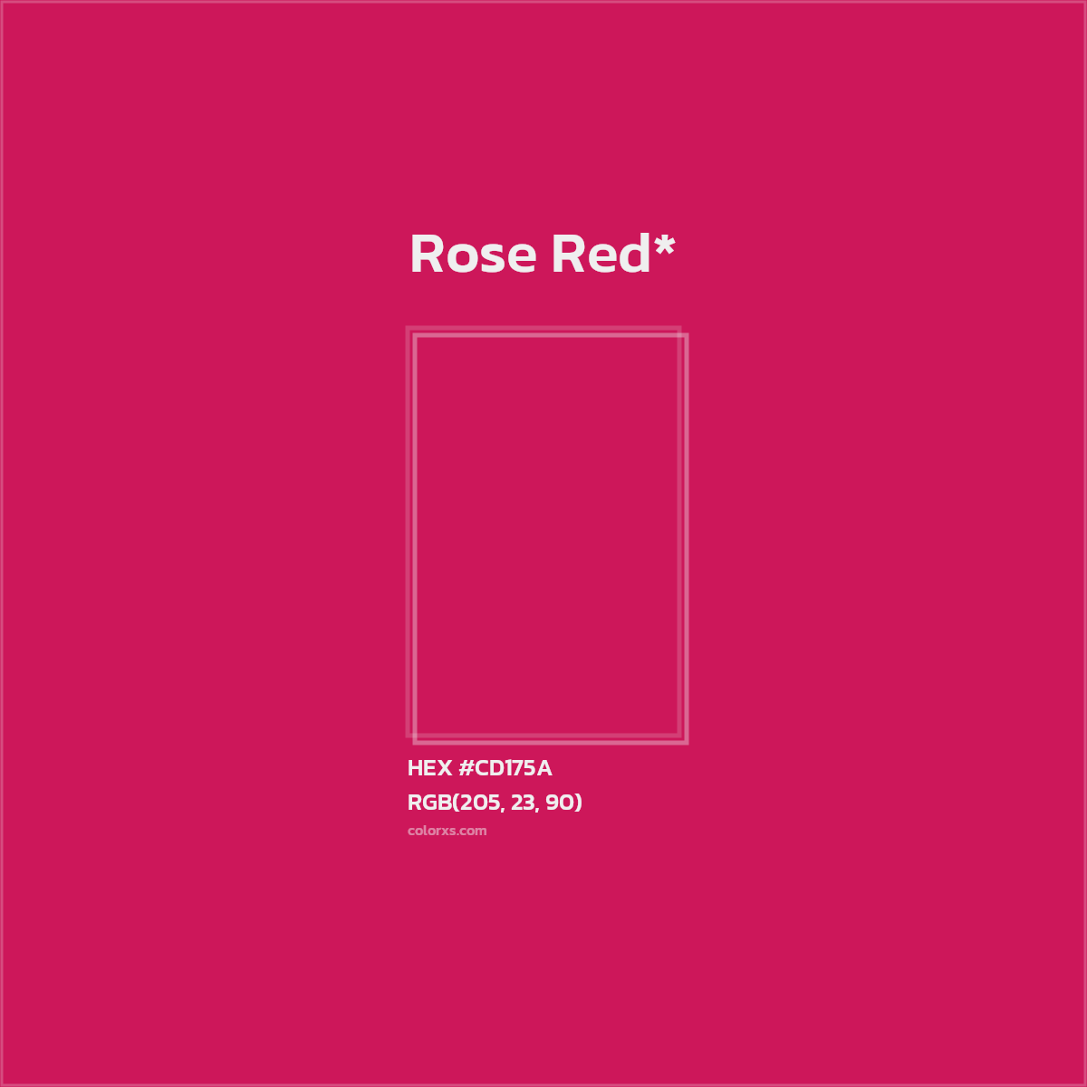 #CD175A hex color. RGB, RYB, CMYK, HSL, HSV codes and color conversions. Matching color names, palettes, paints.