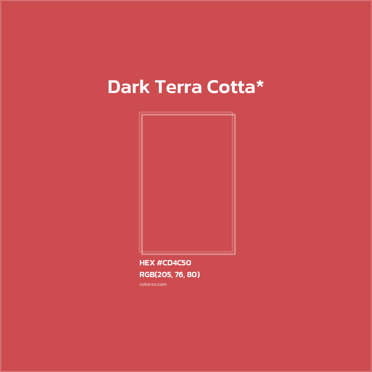 #CD4C50 hex color. RGB, RYB, CMYK, HSL, HSV codes and color conversions. Matching color names, palettes, paints.