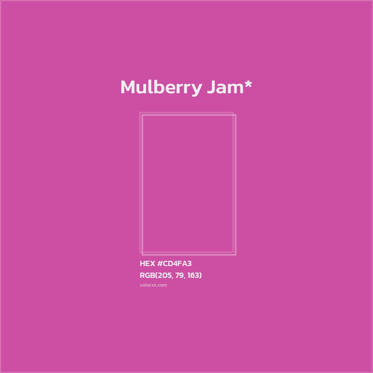 #CD4FA3 hex color. RGB, RYB, CMYK, HSL, HSV codes and color conversions. Matching color names, palettes, paints.