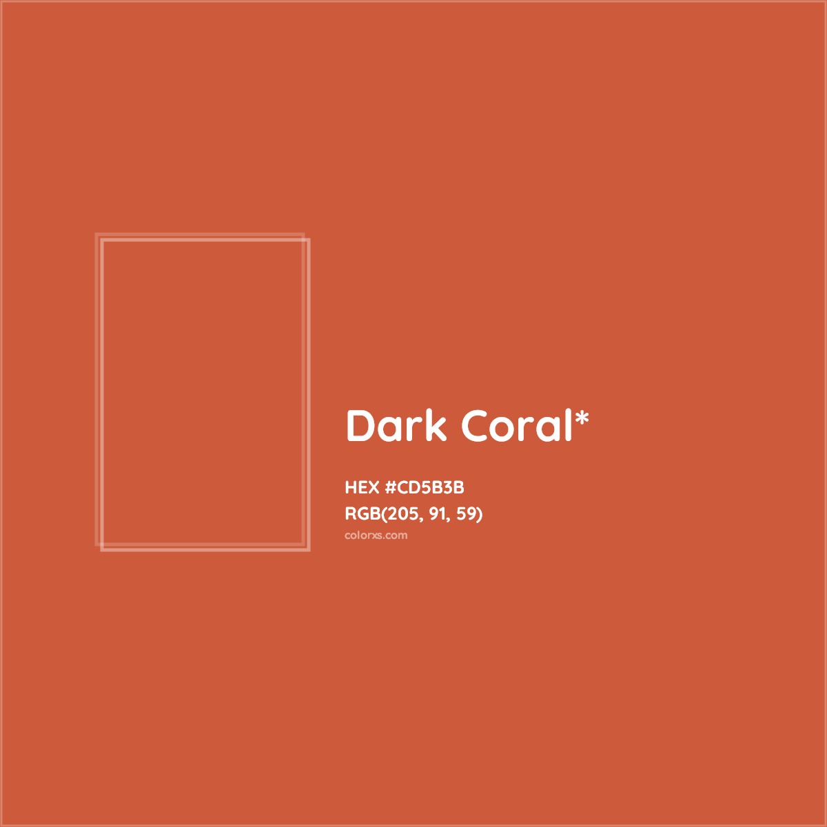 #CD5B3B hex color. RGB, RYB, CMYK, HSL, HSV codes and color conversions. Matching color names, palettes, paints.