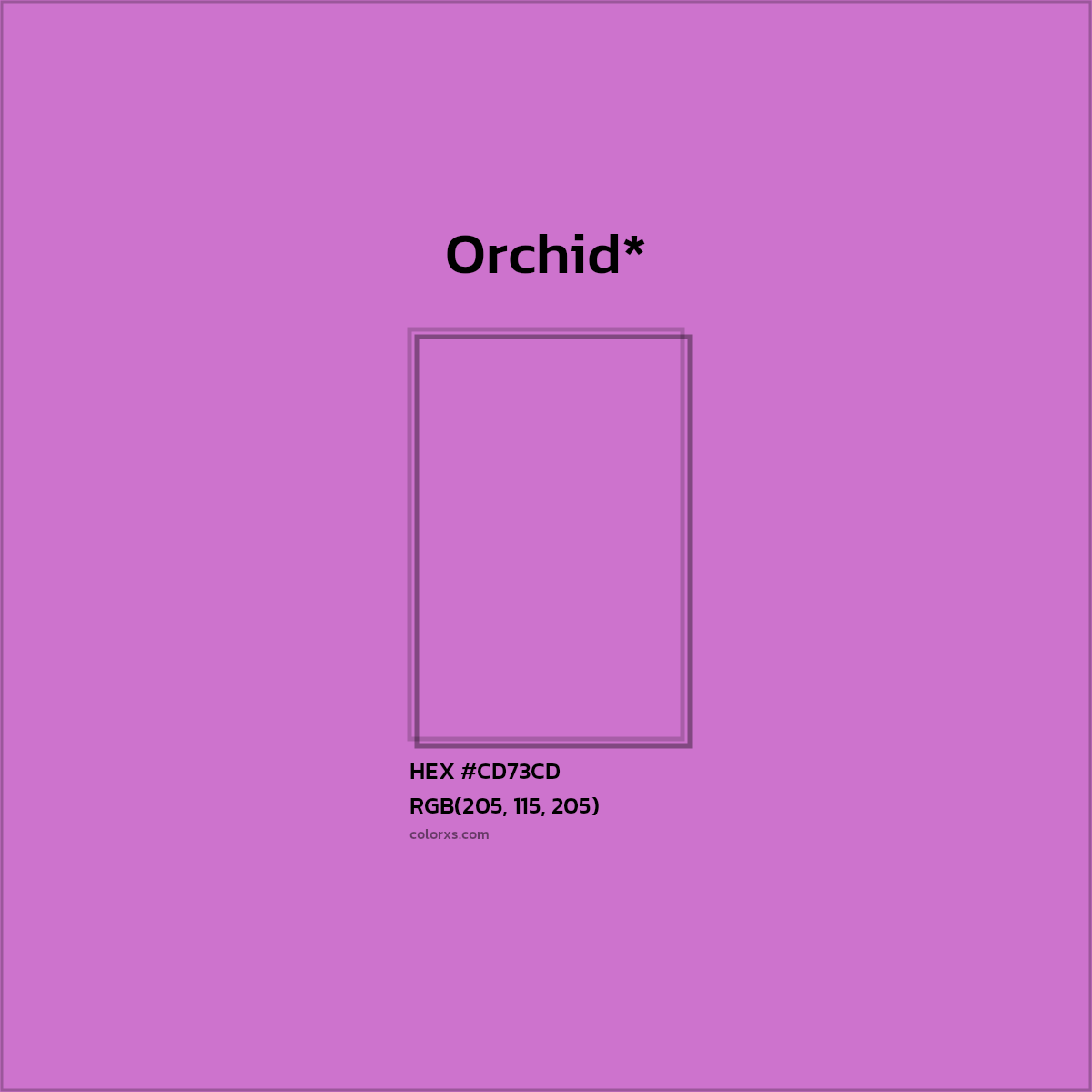 #CD73CD hex color. RGB, RYB, CMYK, HSL, HSV codes and color conversions. Matching color names, palettes, paints.