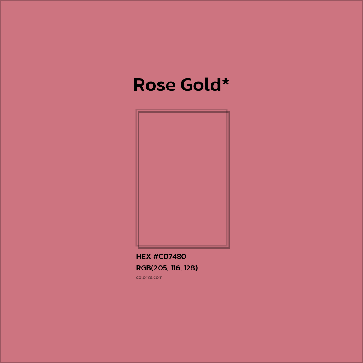 #CD7480 hex color. RGB, RYB, CMYK, HSL, HSV codes and color conversions. Matching color names, palettes, paints.
