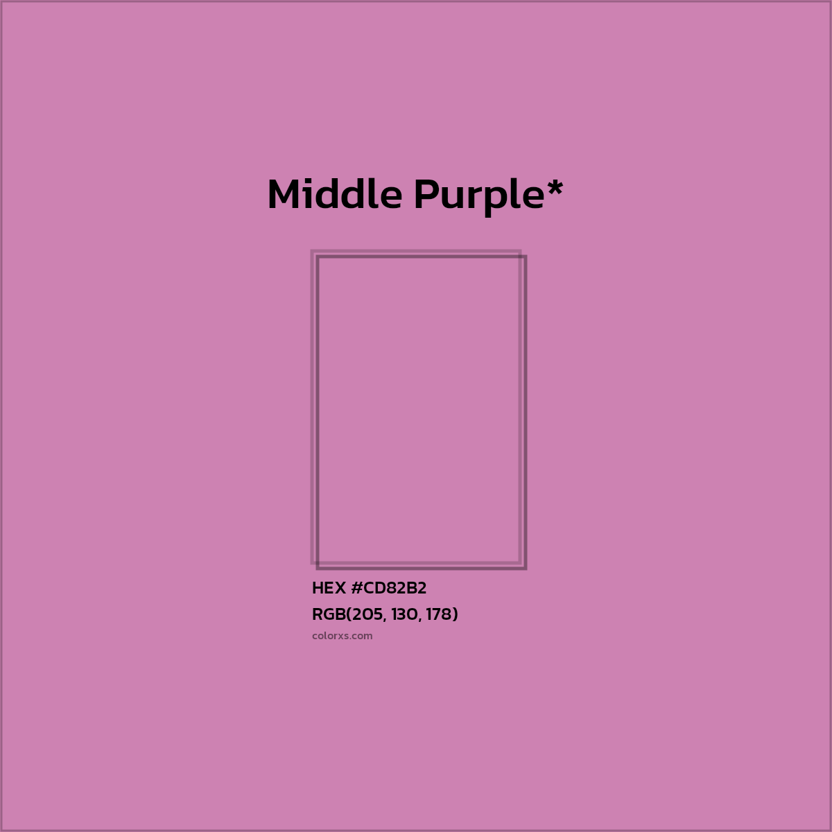 #CD82B2 hex color. RGB, RYB, CMYK, HSL, HSV codes and color conversions. Matching color names, palettes, paints.