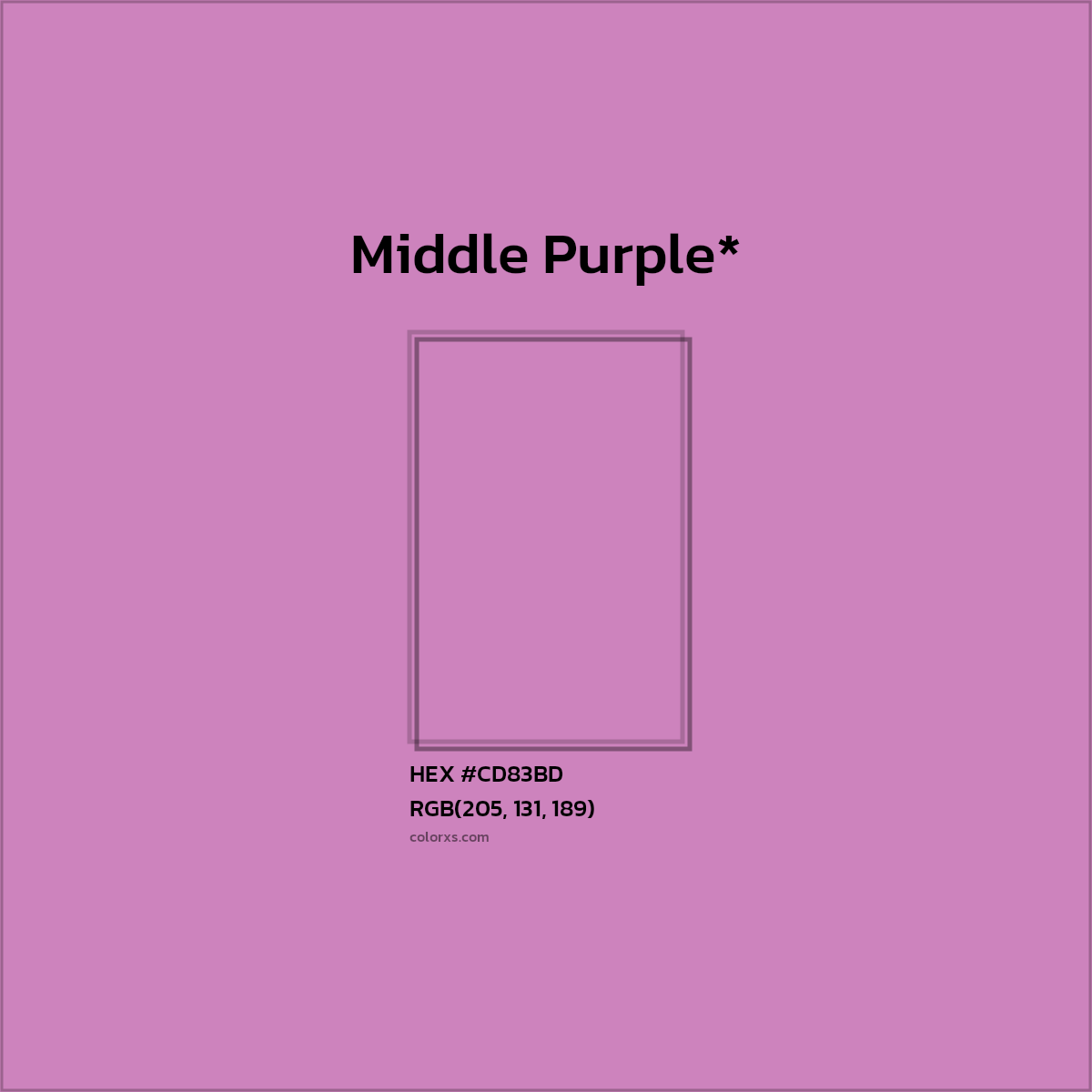#CD83BD hex color. RGB, RYB, CMYK, HSL, HSV codes and color conversions. Matching color names, palettes, paints.