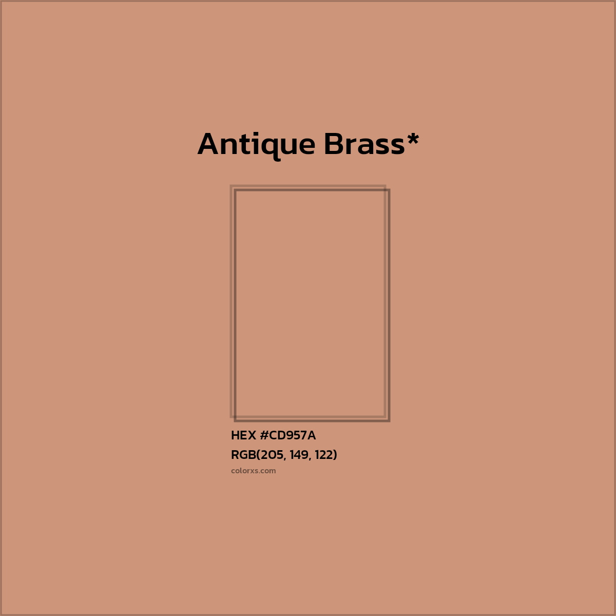 #CD957A hex color. RGB, RYB, CMYK, HSL, HSV codes and color conversions. Matching color names, palettes, paints.