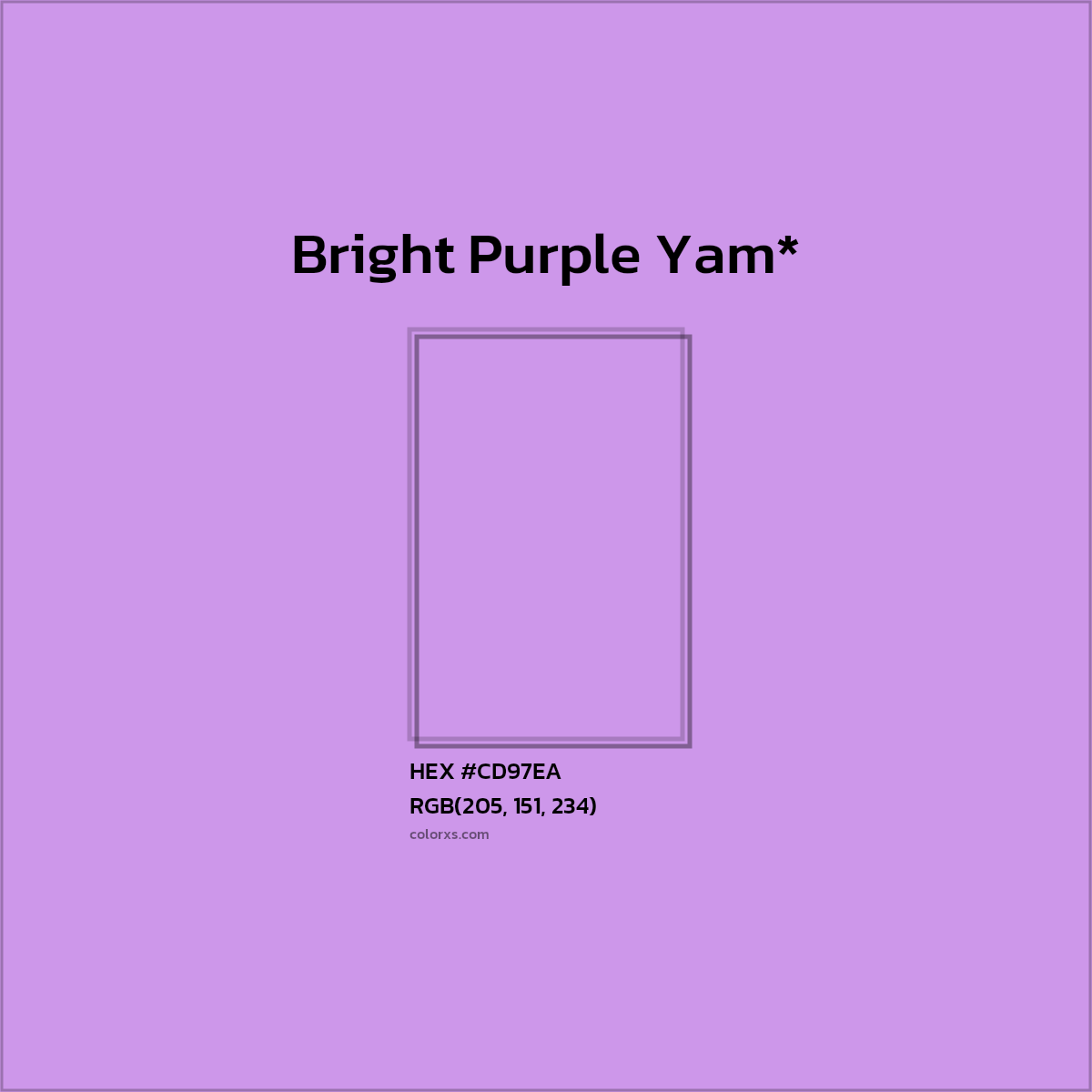 #CD97EA hex color. RGB, RYB, CMYK, HSL, HSV codes and color conversions. Matching color names, palettes, paints.