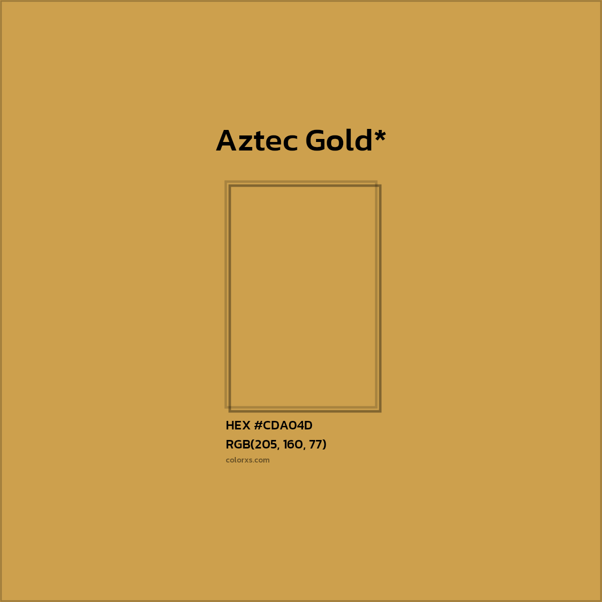 #CDA04D hex color. RGB, RYB, CMYK, HSL, HSV codes and color conversions. Matching color names, palettes, paints.