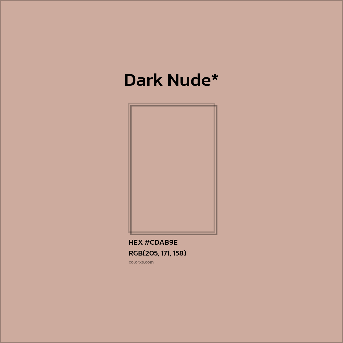 #CDAB9E hex color. RGB, RYB, CMYK, HSL, HSV codes and color conversions. Matching color names, palettes, paints.