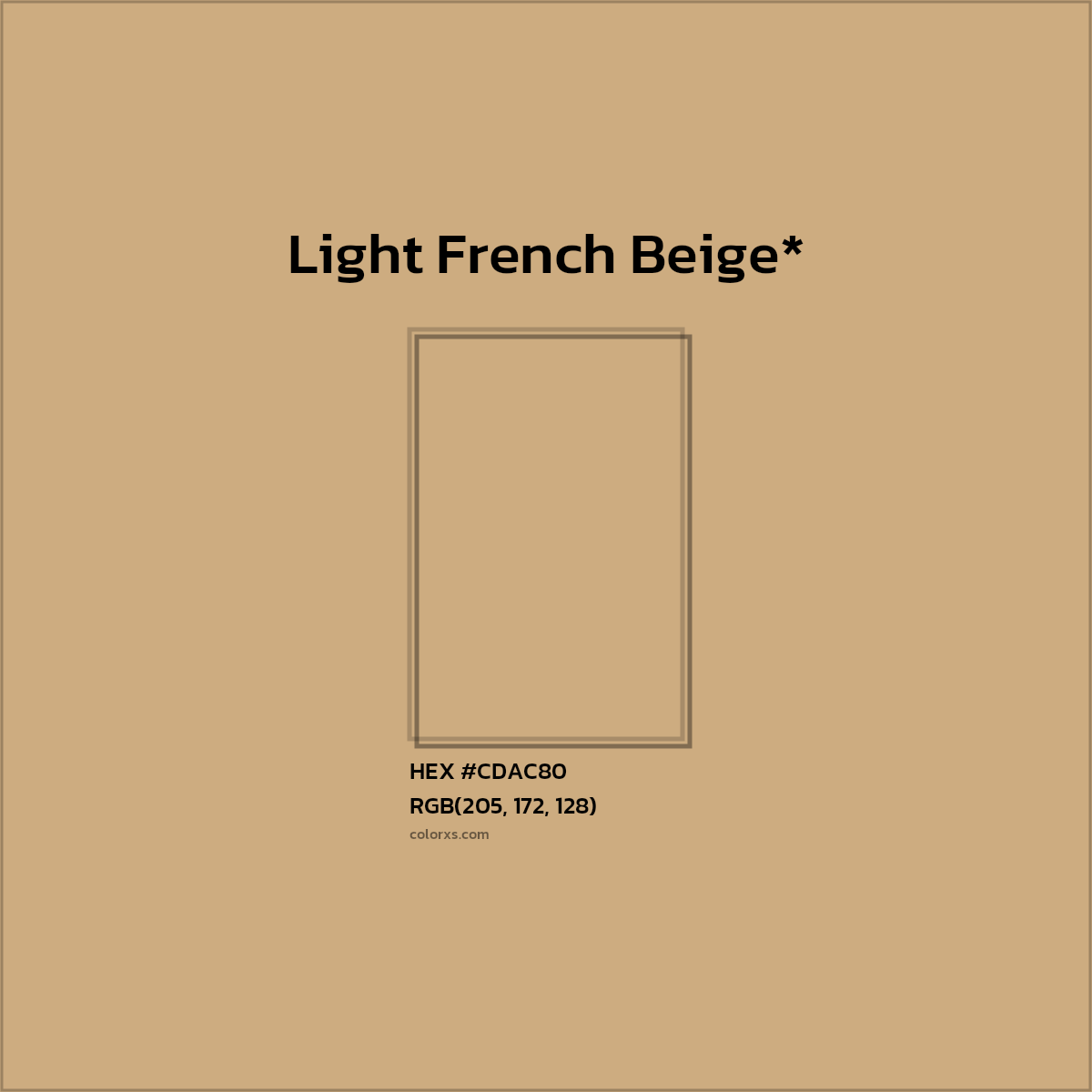 #CDAC80 hex color. RGB, RYB, CMYK, HSL, HSV codes and color conversions. Matching color names, palettes, paints.