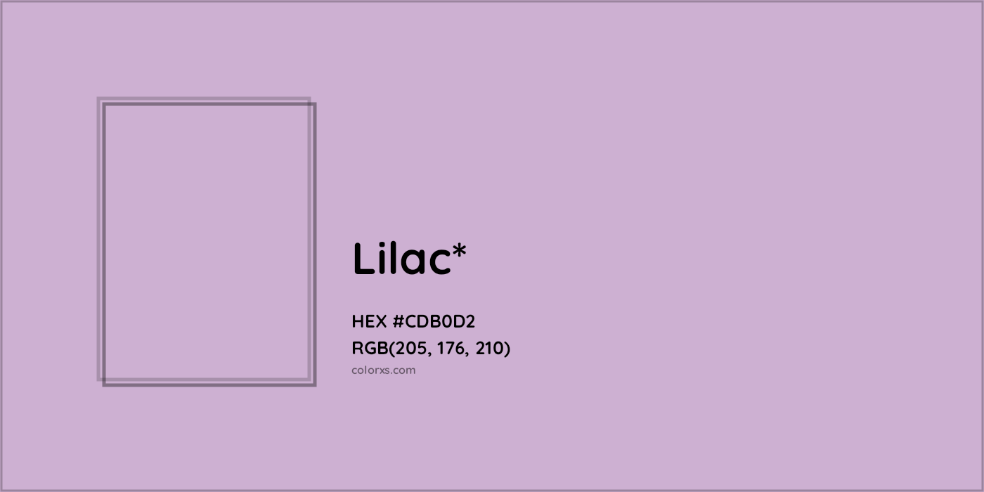 #CDB0D2 hex color. RGB, RYB, CMYK, HSL, HSV codes and color conversions. Matching color names, palettes, paints.