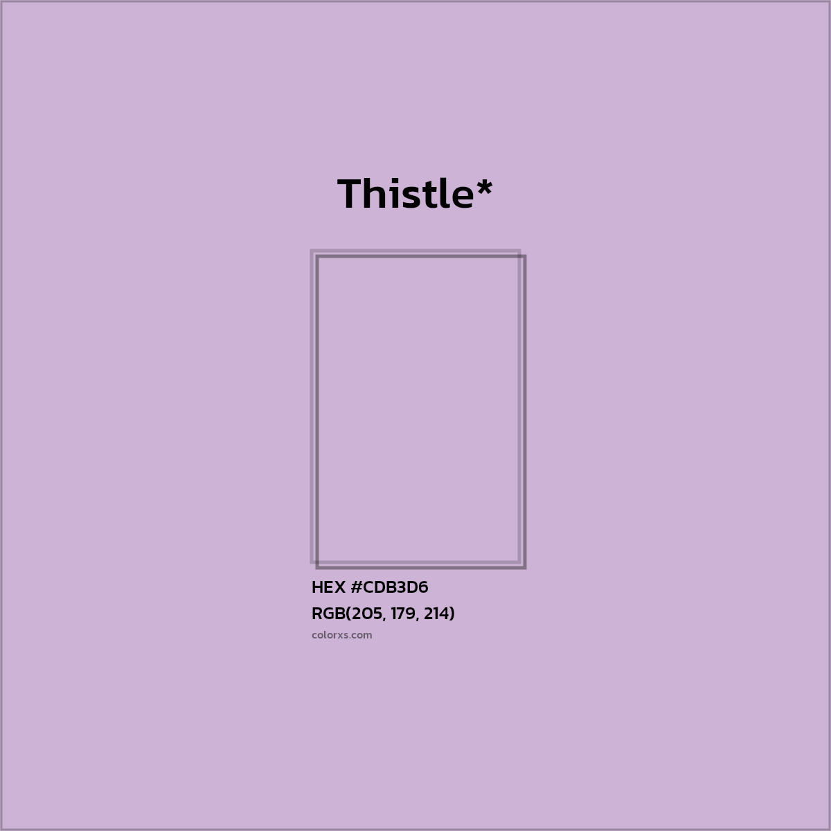 #CDB3D6 hex color. RGB, RYB, CMYK, HSL, HSV codes and color conversions. Matching color names, palettes, paints.